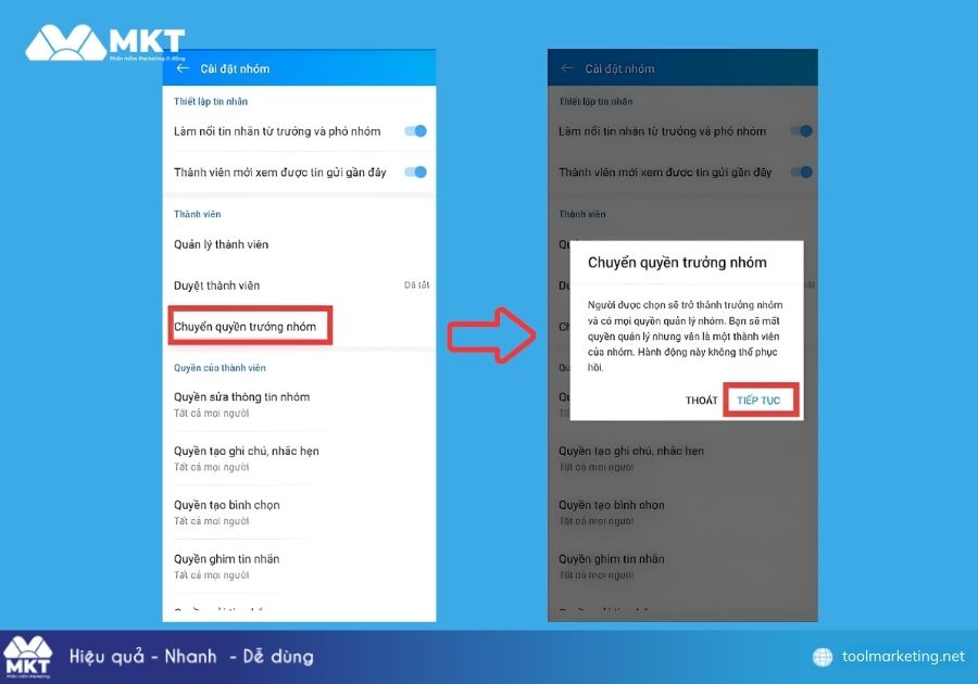 Cách chuyển quyền trưởng nhóm Zalo