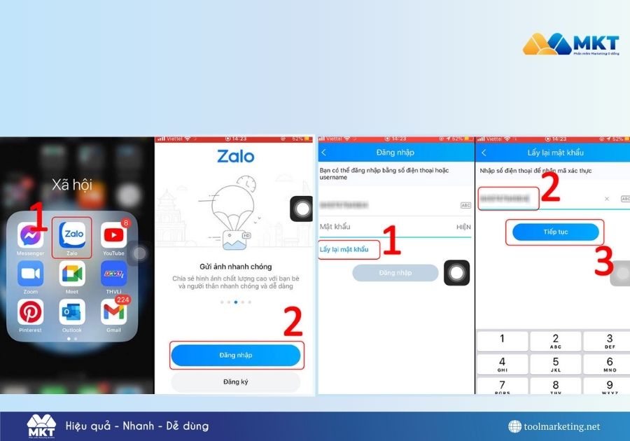 cách lấy lại mật khẩu Zalo
