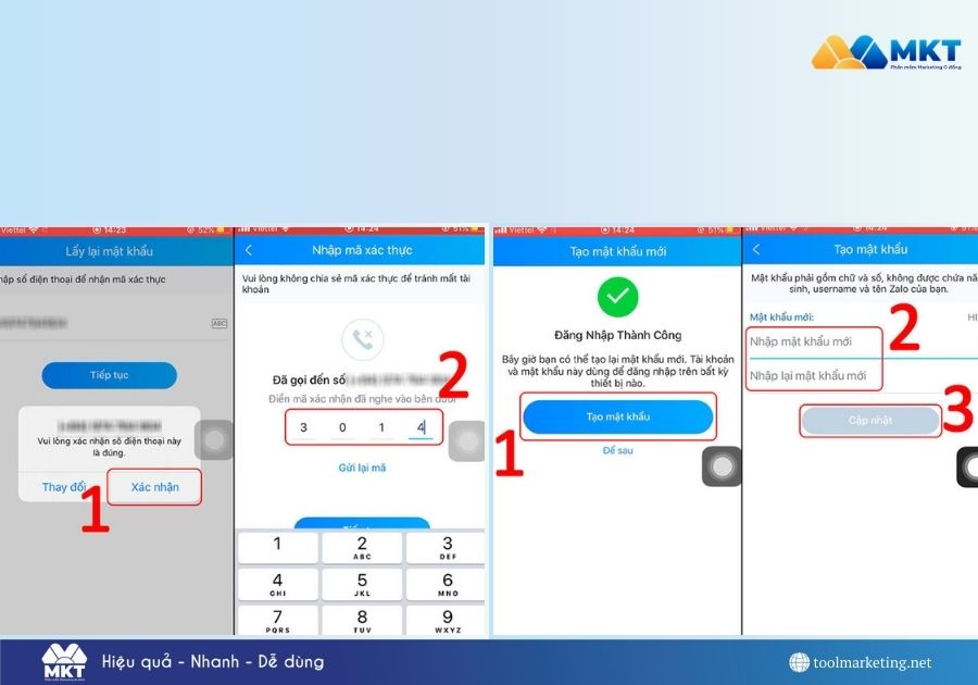 cách lấy lại mật khẩu Zalo