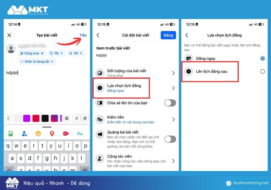 Lên lịch đăng bài Facebook