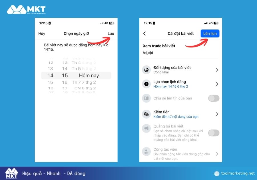 Lên lịch đăng bài Facebook