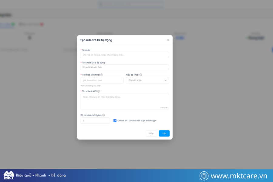Trả lời tin nhắn khách hàng tự động