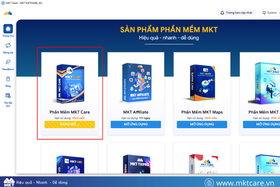 Cài đặt phần mềm MKT Care