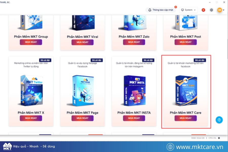 Chạy file cài đặt MKT Client