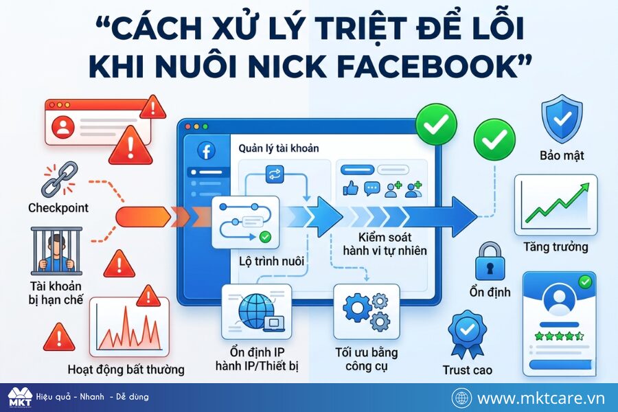 Cách xử lý triệt để từng lỗi khi nuôi nick Facebook