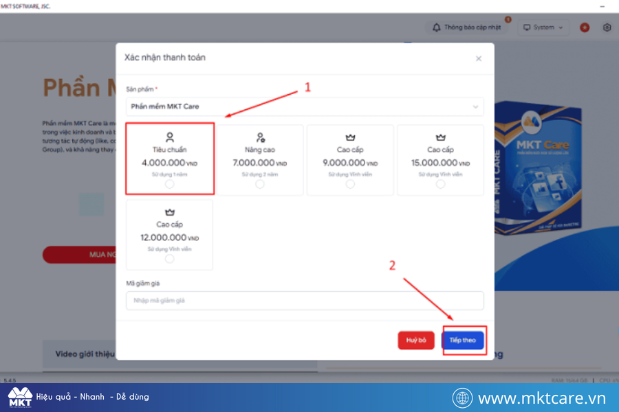 Mua bản quyền phần mềm MKT Care