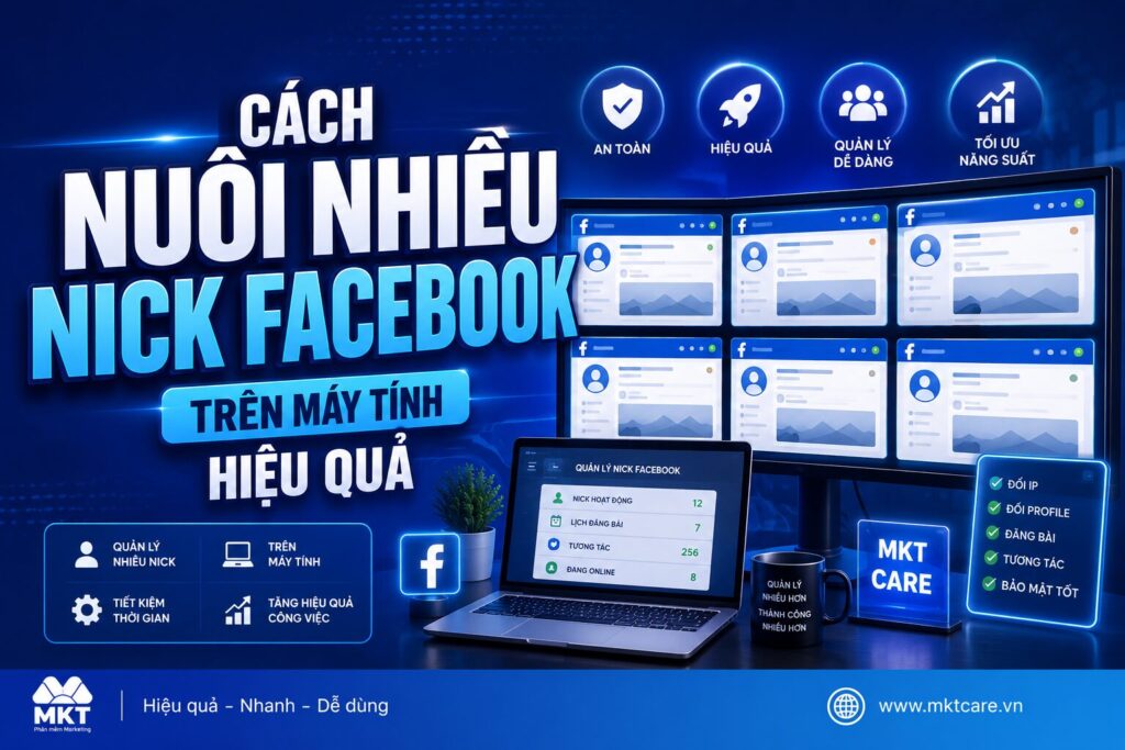 Giải pháp nuôi nhiều nick Facebook trên máy tính giúp tiết kiệm thời gian, tăng hiệu quả và hạn chế rủi ro.