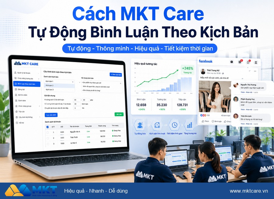 Phần mềm auto comment facebook - Cách MKT Care Tự Động Bình Luận Theo Kịch Bản