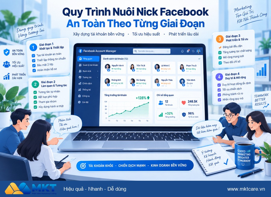 cách dùng MKT Care cho người mới - Quy Trình Nuôi Nick Facebook An Toàn Theo Từng Giai Đoạn