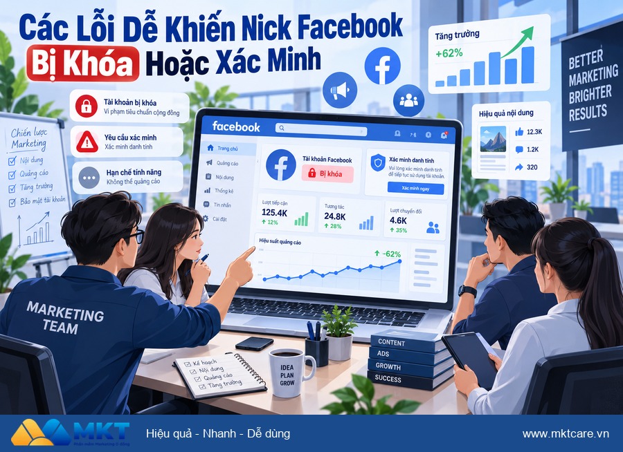 cách dùng MKT Care cho người mới - Các Lỗi Dễ Khiến Nick Facebook Bị Khóa Hoặc Xác Minh