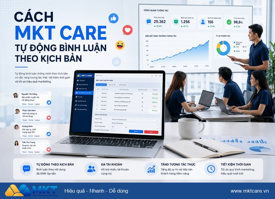 phần mềm tự động comment facebook - Cách MKT Care Tự Động Bình Luận Theo Kịch Bản