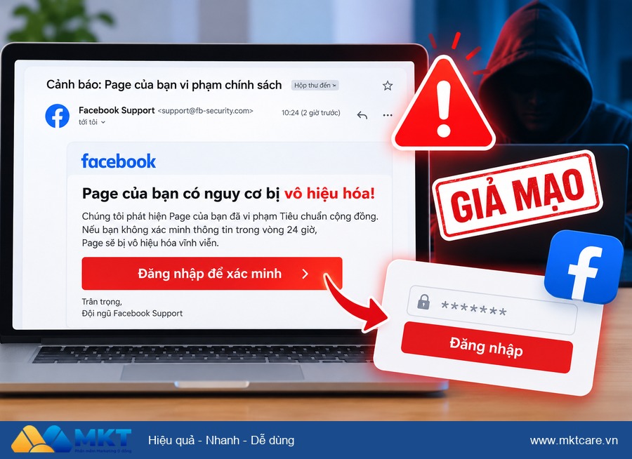 cách bảo mật tài khoản Facebook cho đội marketing - email phishing giả mạo Meta nhắm vào đội marketing Facebook
