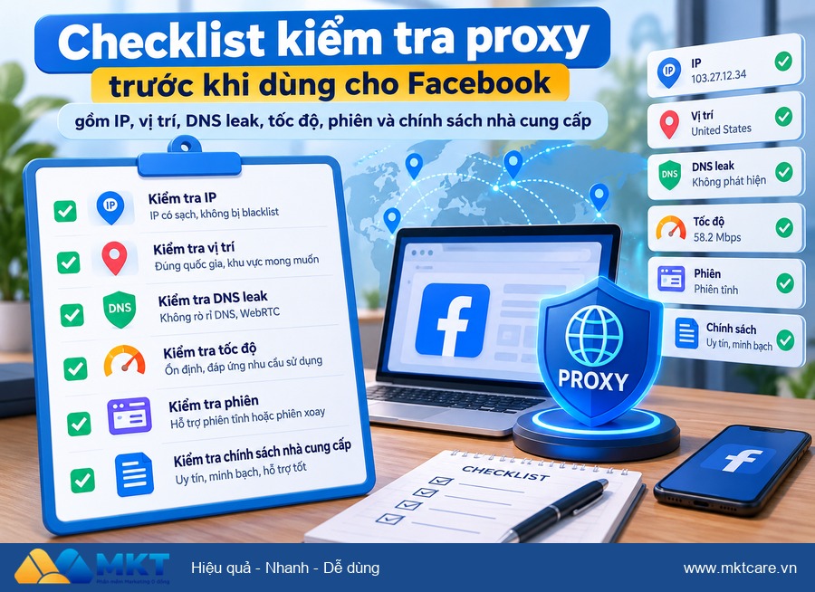 checklist cách chọn proxy nuôi nick Facebook ổn định